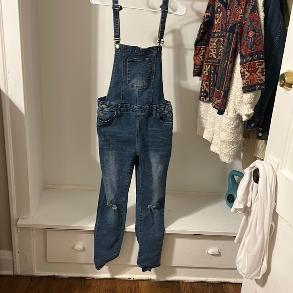 Blue, jean overalls